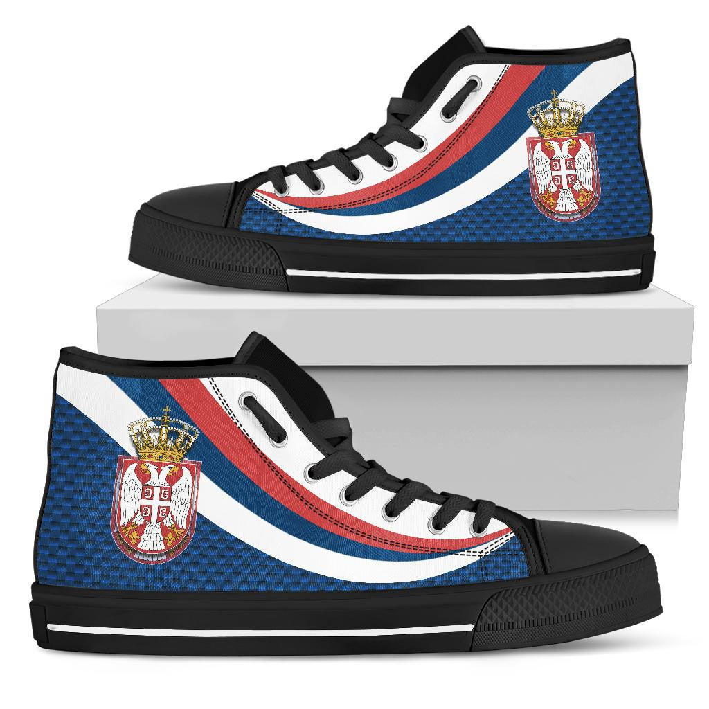 Serbia High Top Shoes Black Serbia Flag Blue RLT7