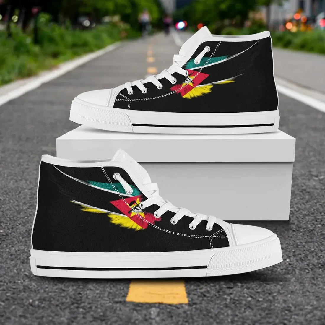 Mozambique Black High Top Shoes Wing Flag RLT7