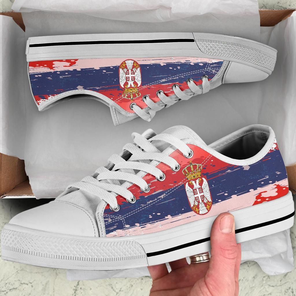 Serbia Low Top Shoes Serbia National Flag and Emblem RLT7