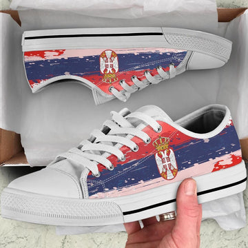 Serbia Low Top Shoes Serbia National Flag and Emblem RLT7