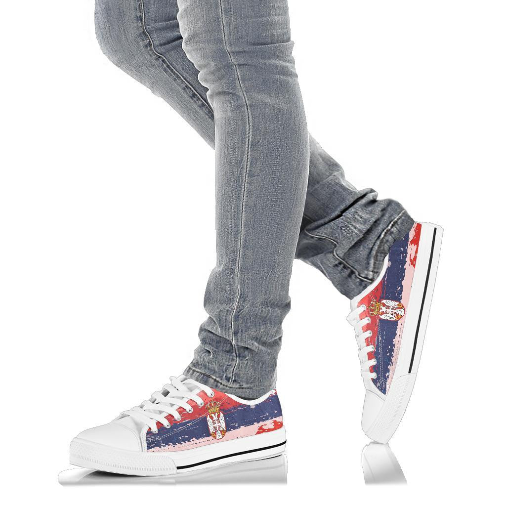Serbia Low Top Shoes Serbia National Flag and Emblem RLT7
