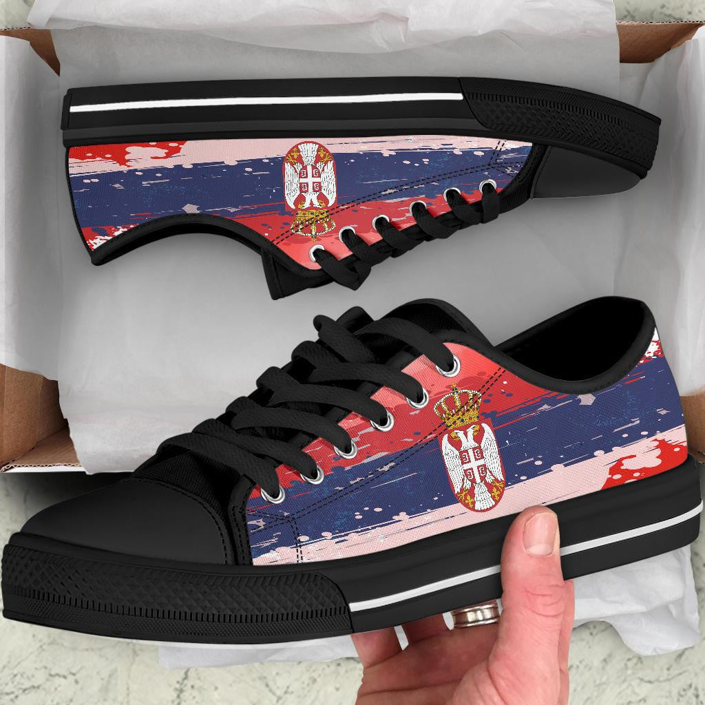 Serbia Low Top Shoes Serbia National Flag and Emblem RLT7
