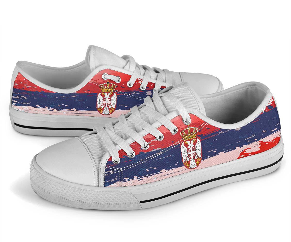 Serbia Low Top Shoes Serbia National Flag and Emblem RLT7