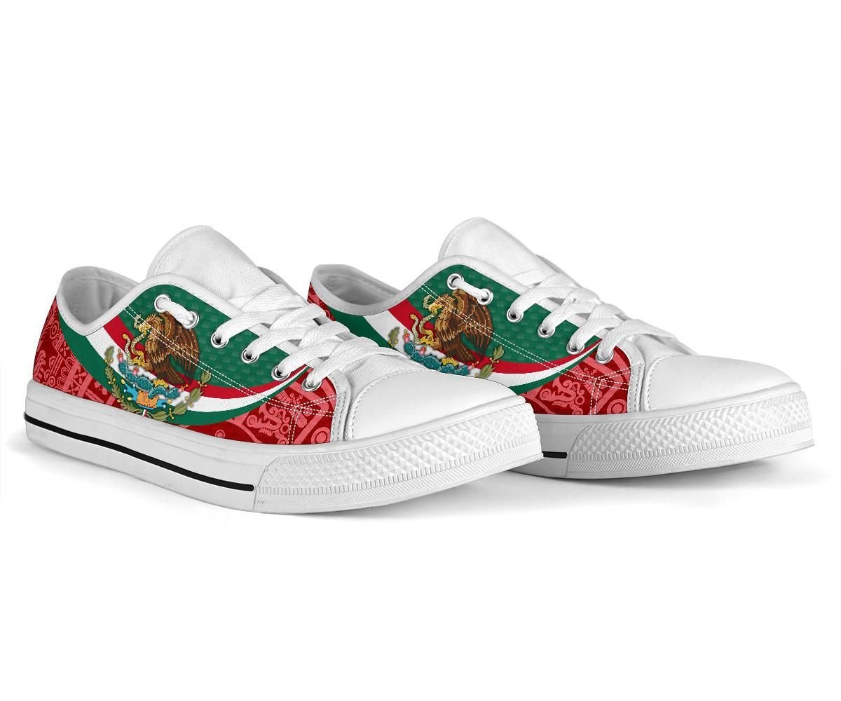 Mexico Low Top Shoes Mexico Coat Of Arms With Aztec Patterns RLT13