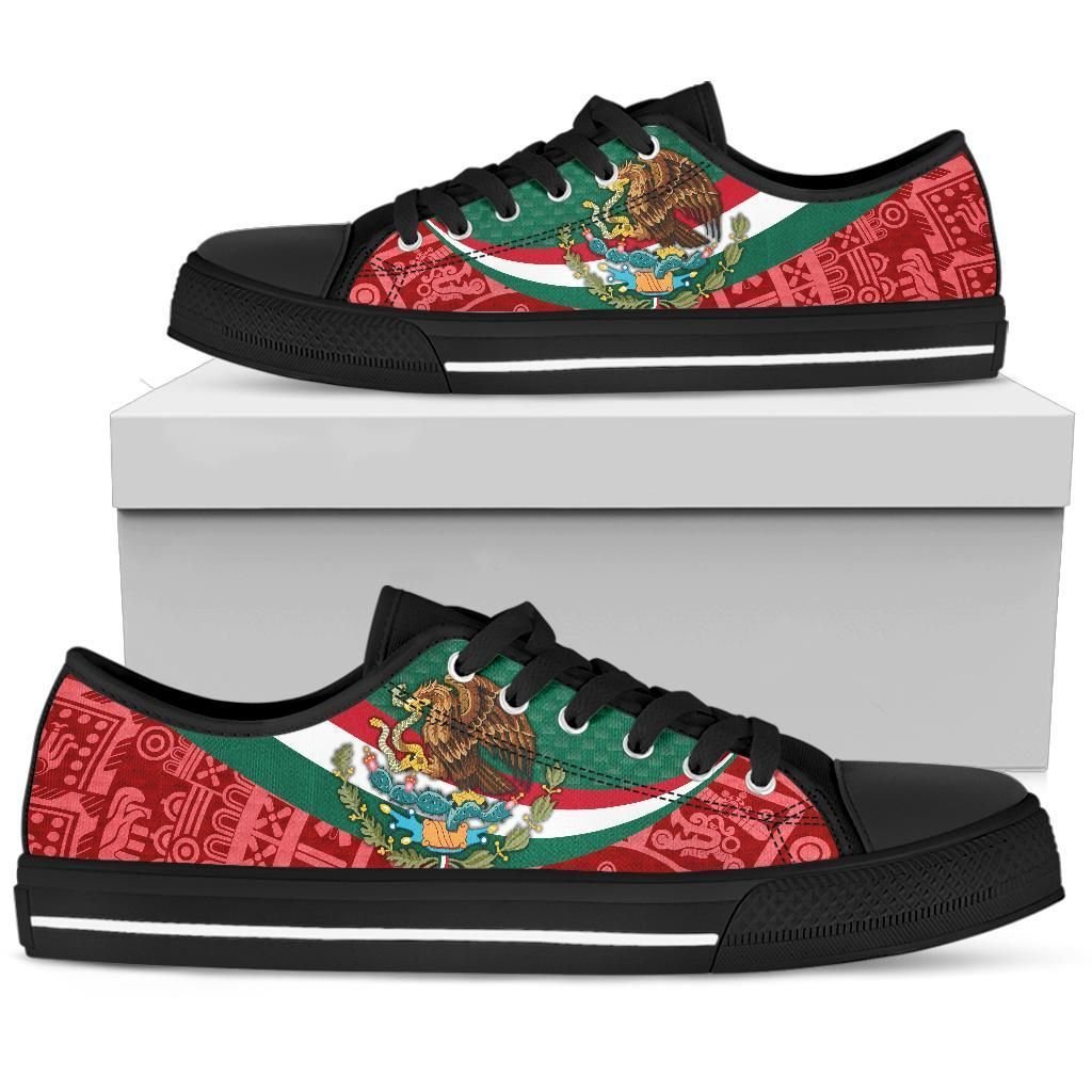 Mexico Low Top Shoes Mexico Coat Of Arms With Aztec Patterns RLT13