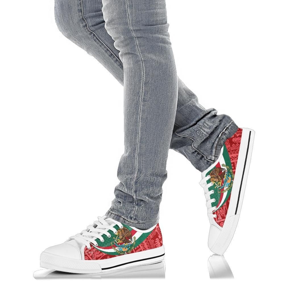 Mexico Low Top Shoes Mexico Coat Of Arms With Aztec Patterns RLT13