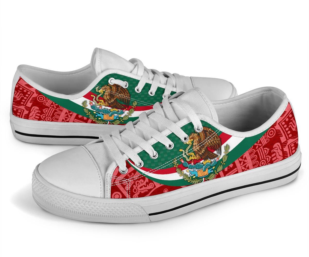 Mexico Low Top Shoes Mexico Coat Of Arms With Aztec Patterns RLT13