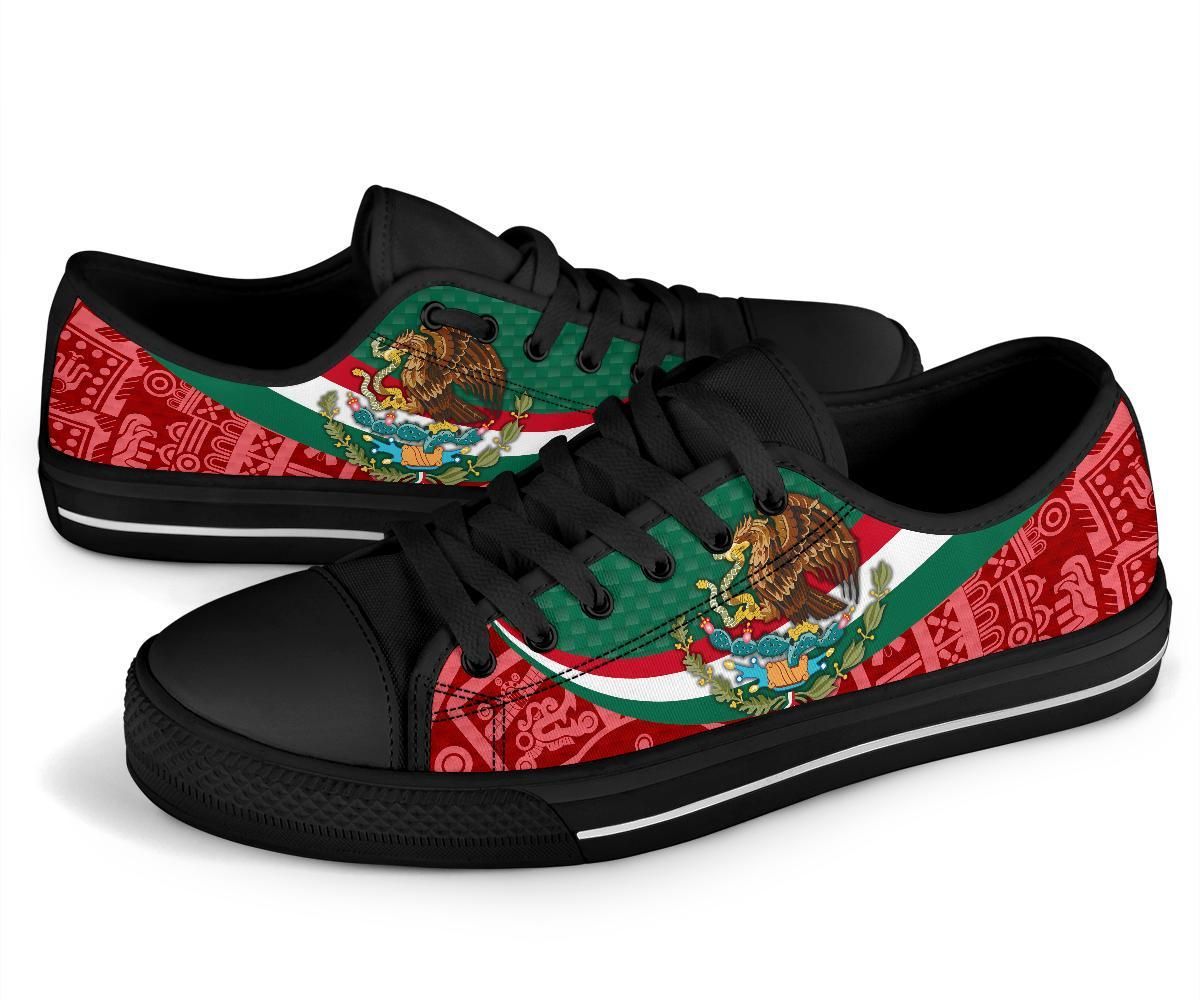 Mexico Low Top Shoes Mexico Coat Of Arms With Aztec Patterns RLT13