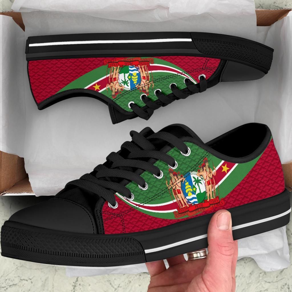 Suriname Low Top Shoes Top Shoes Suriname Coat Of Arms and Flag Color RLT7
