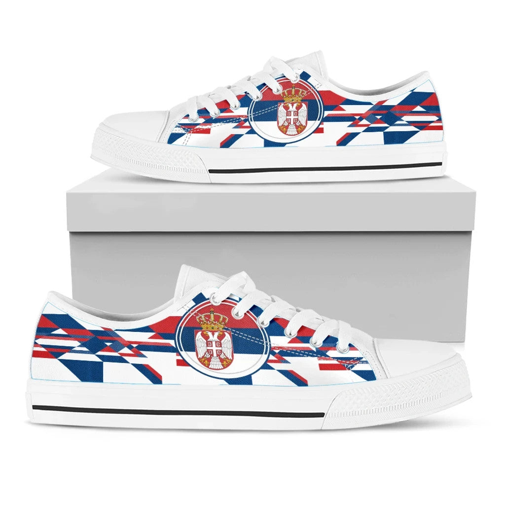Low Top - Serbia Flag Color With Coat Of Arm RLT7