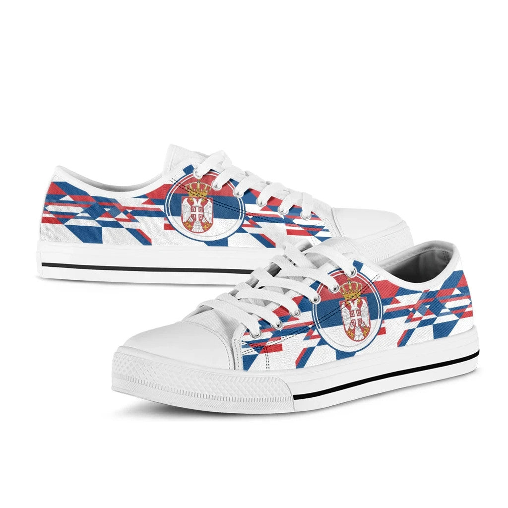 Low Top - Serbia Flag Color With Coat Of Arm RLT7