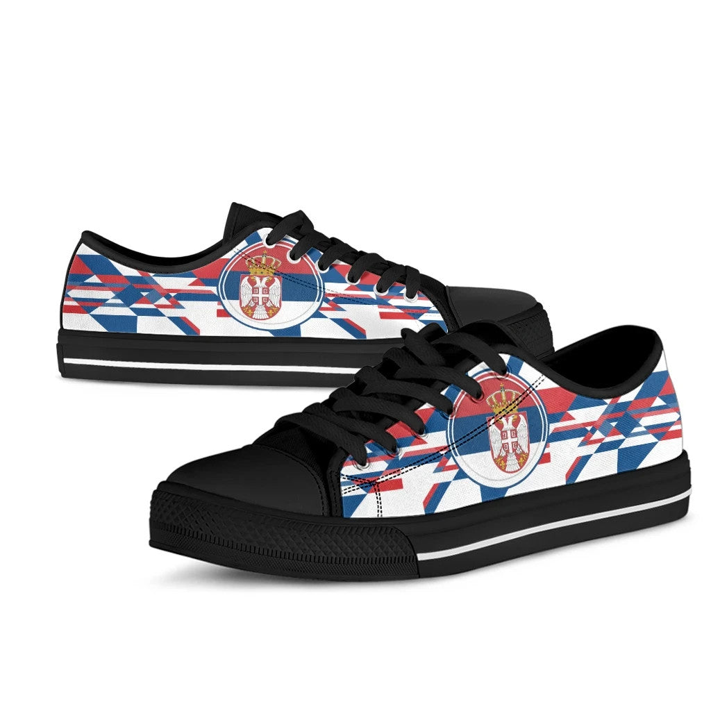 Low Top - Serbia Flag Color With Coat Of Arm RLT7