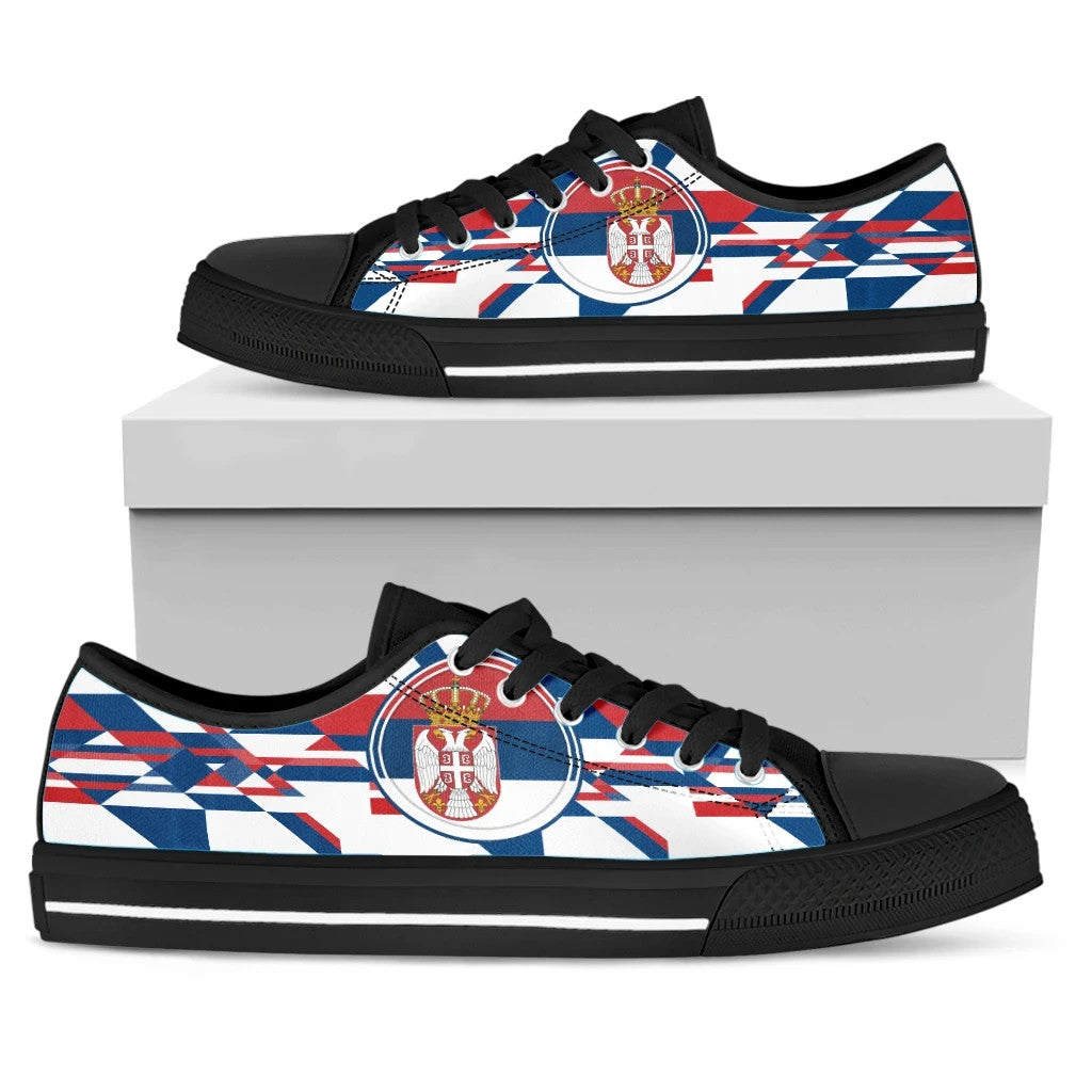 Low Top - Serbia Flag Color With Coat Of Arm RLT7