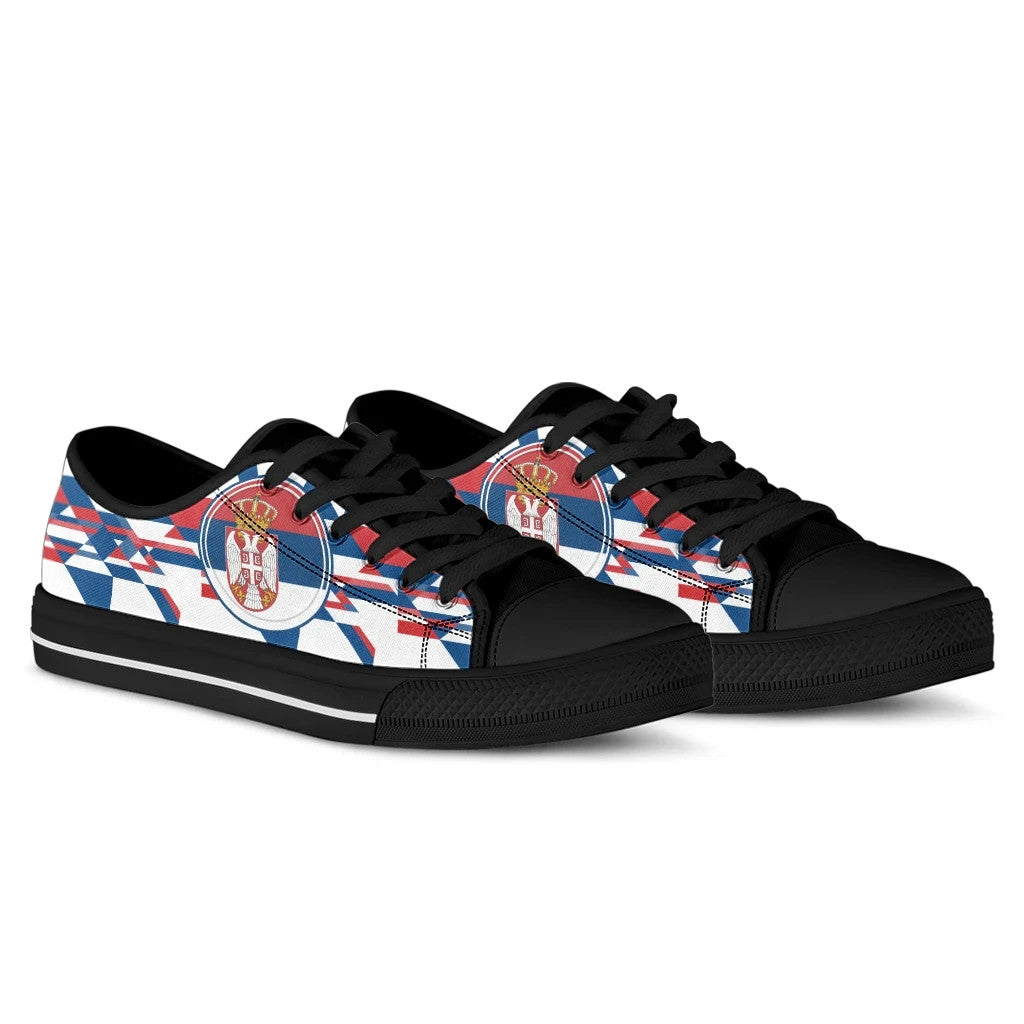 Low Top - Serbia Flag Color With Coat Of Arm RLT7