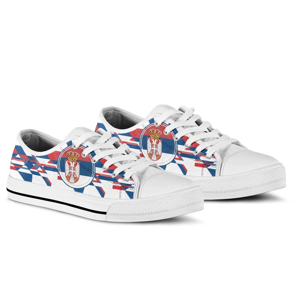 Low Top - Serbia Flag Color With Coat Of Arm RLT7