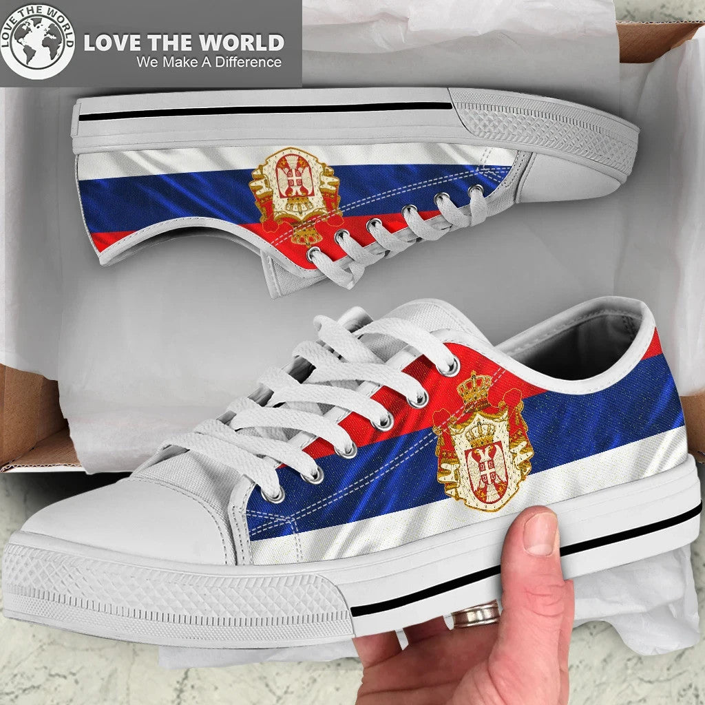 Serbia Waving Flag Low Top Shoes RLT7