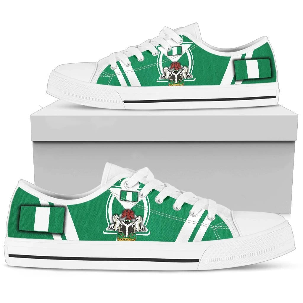 Nigeria Low Top Shoes Nigerian Flag and Coat Of Arms Boa Me Na Me Mmoa Wo RLT8