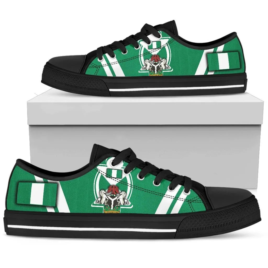 Nigeria Low Top Shoes Nigerian Flag and Coat Of Arms Boa Me Na Me Mmoa Wo RLT8