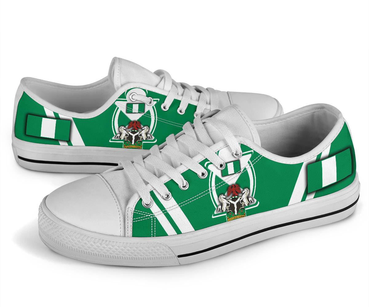 Nigeria Low Top Shoes Nigerian Flag and Coat Of Arms Boa Me Na Me Mmoa Wo RLT8