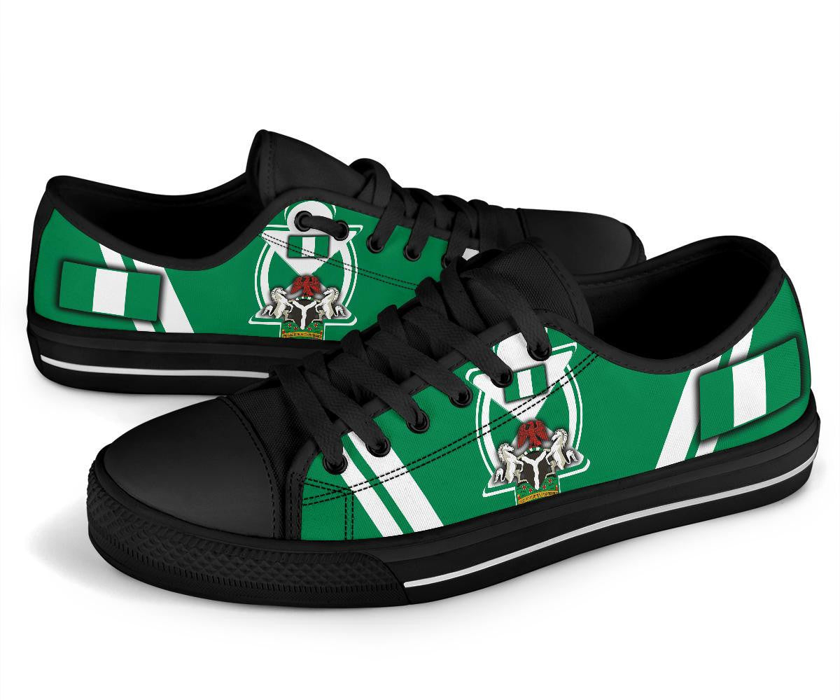 Nigeria Low Top Shoes Nigerian Flag and Coat Of Arms Boa Me Na Me Mmoa Wo RLT8