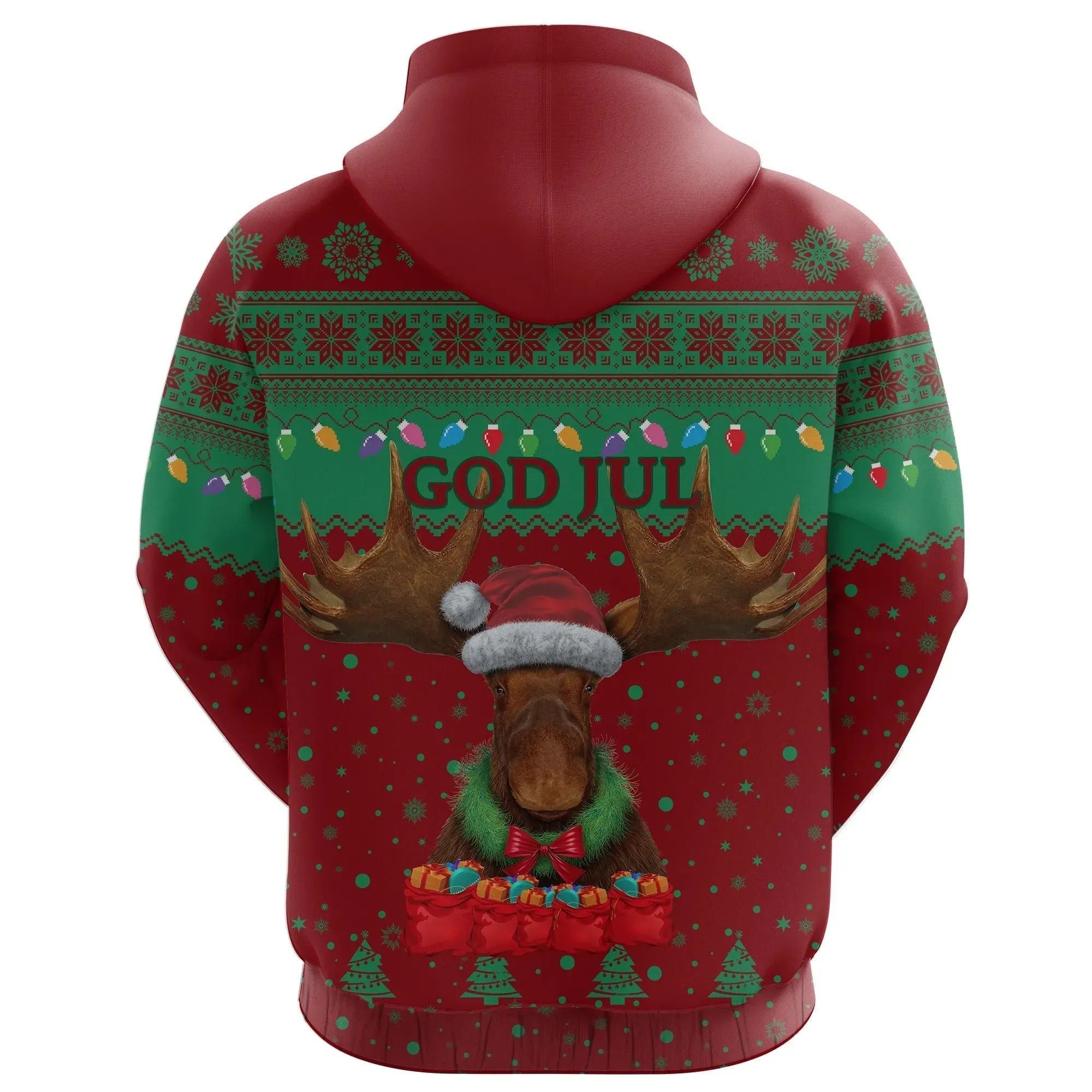 Sweden Christmas Hoodie Moose Red Green RLT7