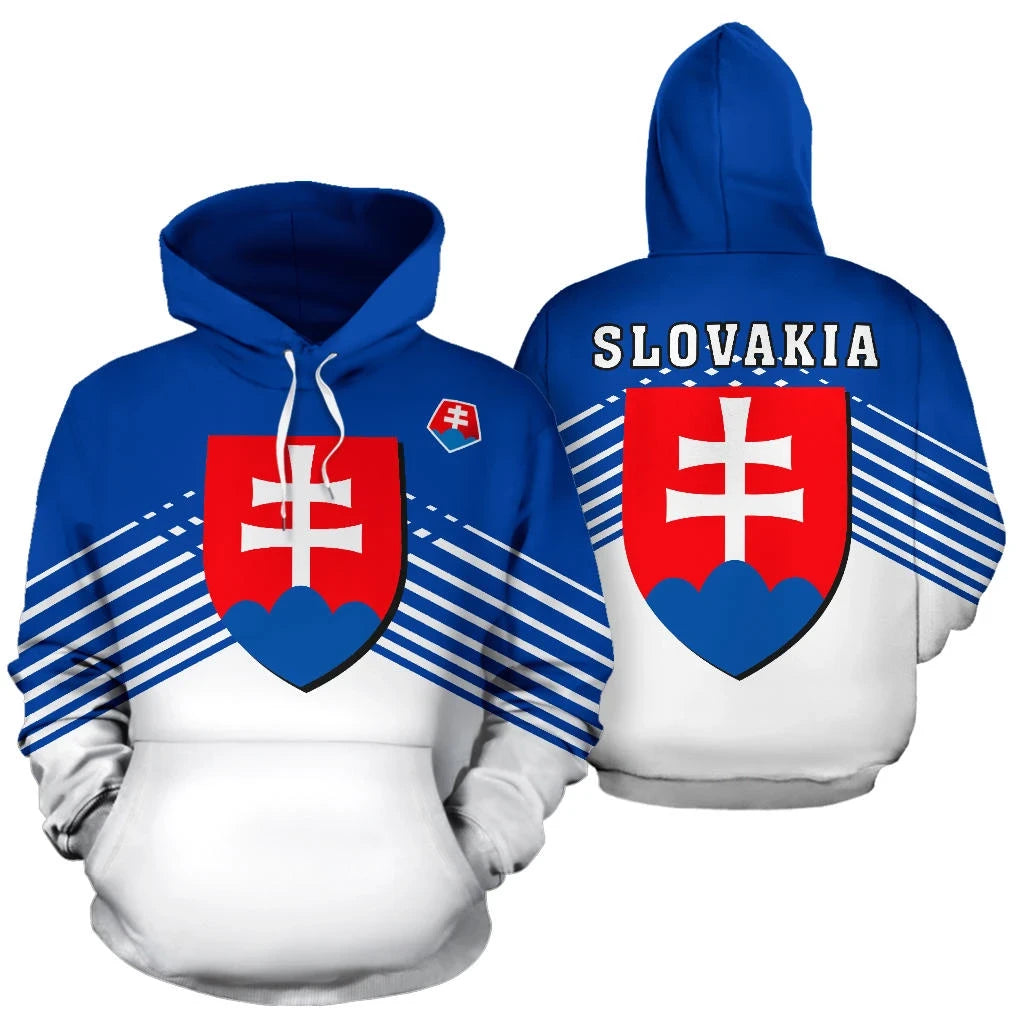 Slovakia Sport Flag Hoodie Stripes Style 01 RLT13