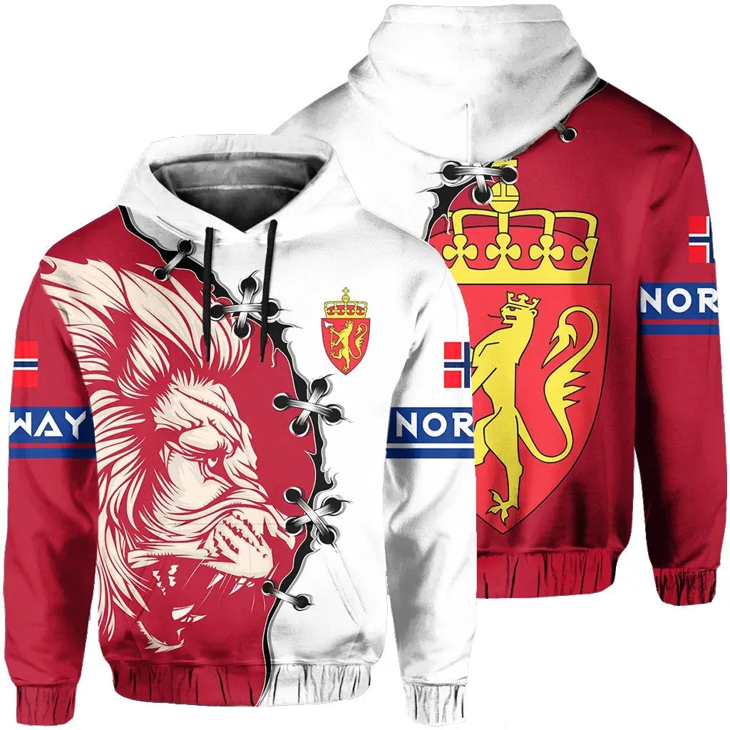 Norway Hoodie Lion Coat Of Arms Red RLT7