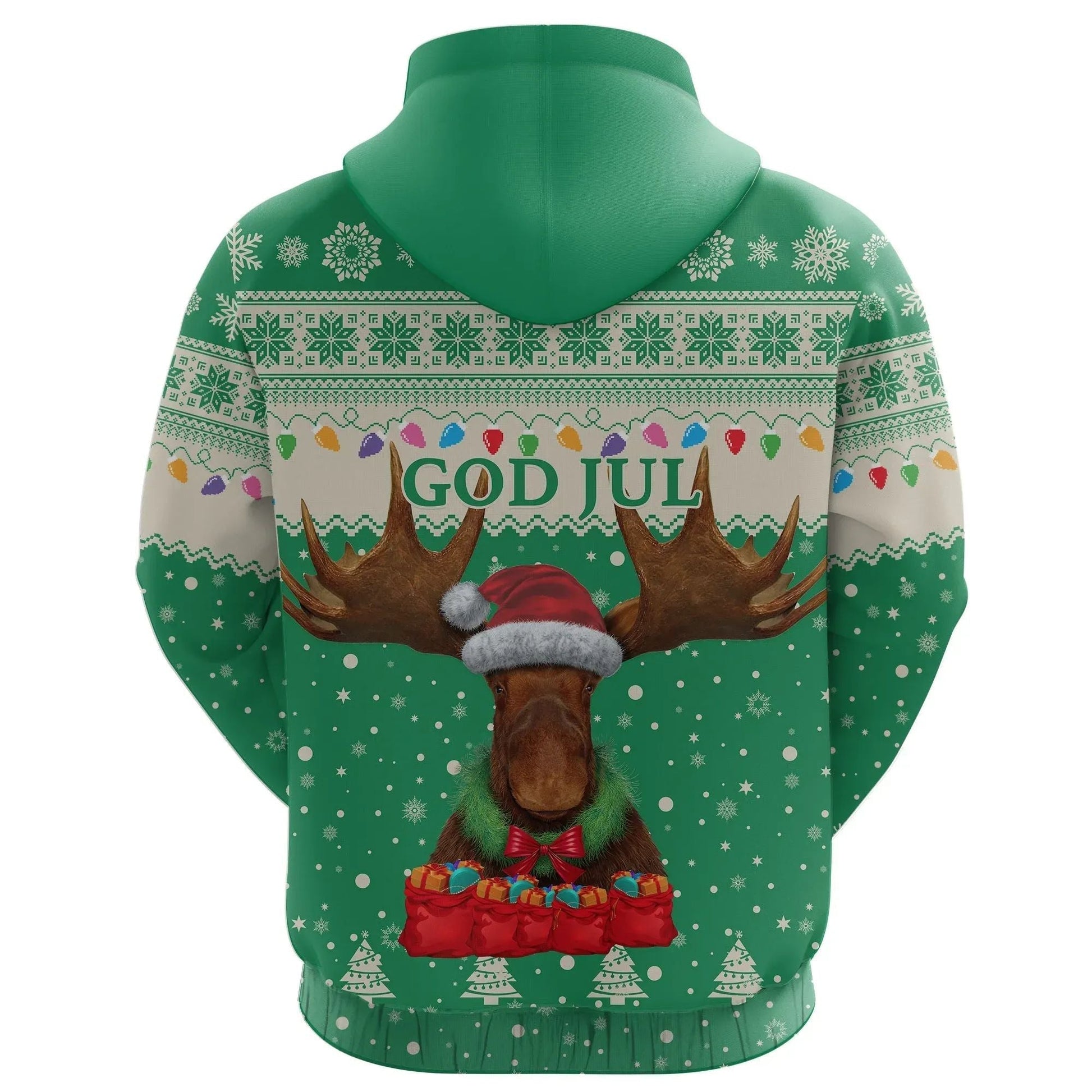 Sweden Christmas Hoodie Moose Green RLT7