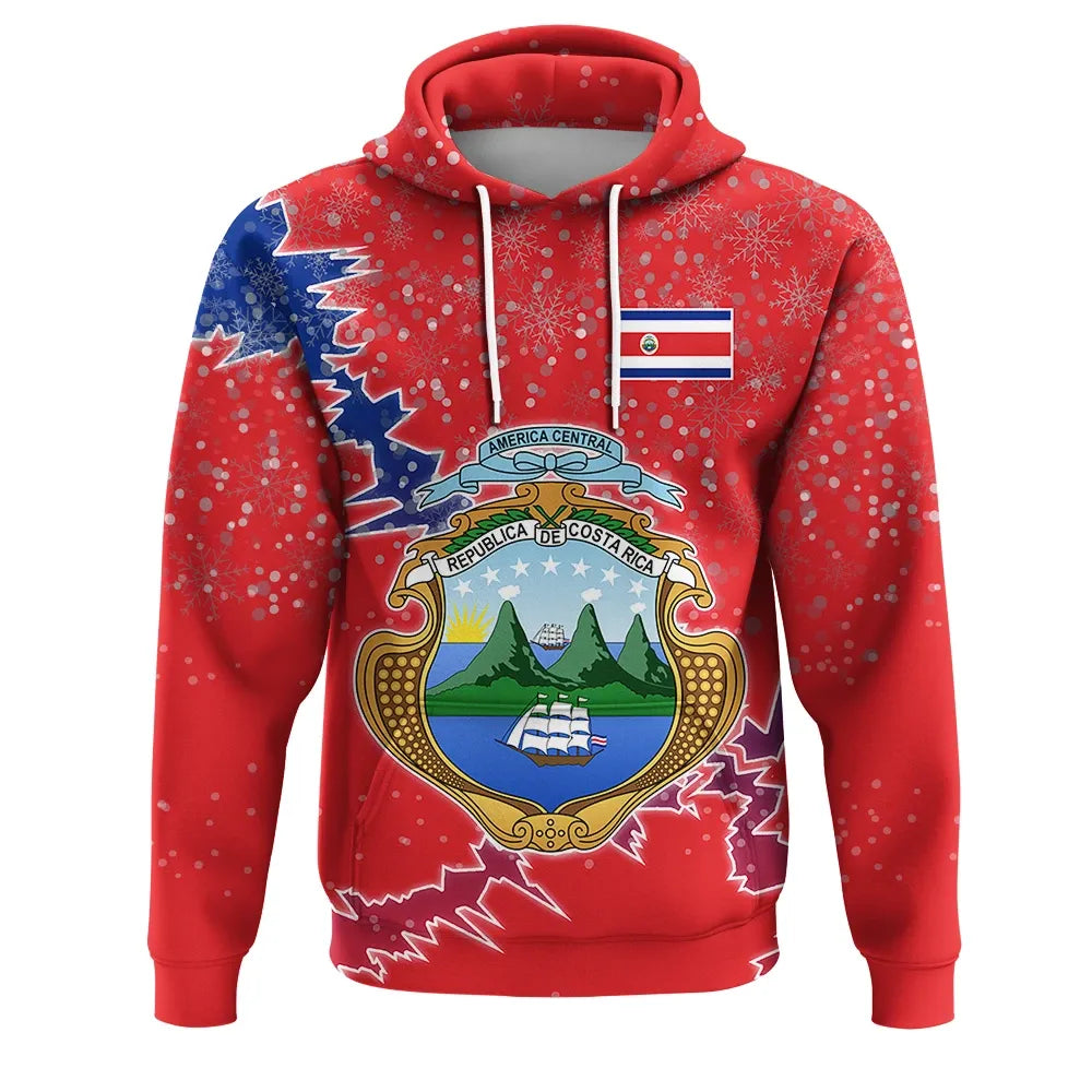 Costa Rica Christmas Hoodie Coat Of Arms X Style RLT13