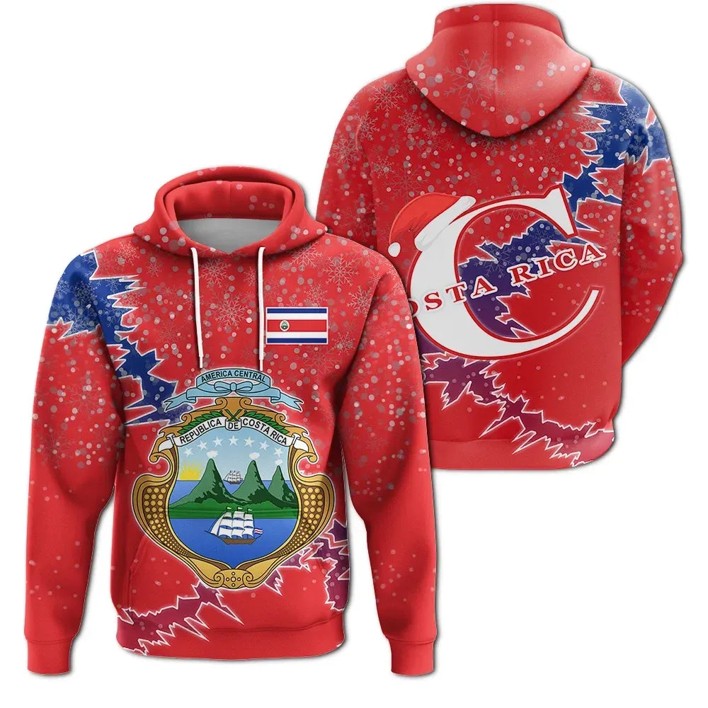 Costa Rica Christmas Hoodie Coat Of Arms X Style RLT13