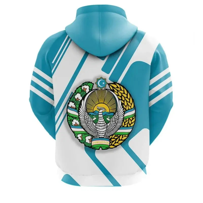Uzbekistan Hoodie Coat Of Arms Rockie RLT12