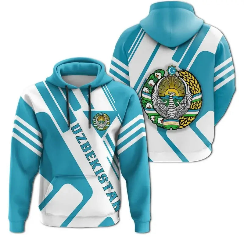 Uzbekistan Hoodie Coat Of Arms Rockie RLT12