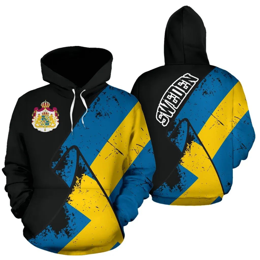 Sweden Special Grunge Flag Pullover Hoodie RLT7