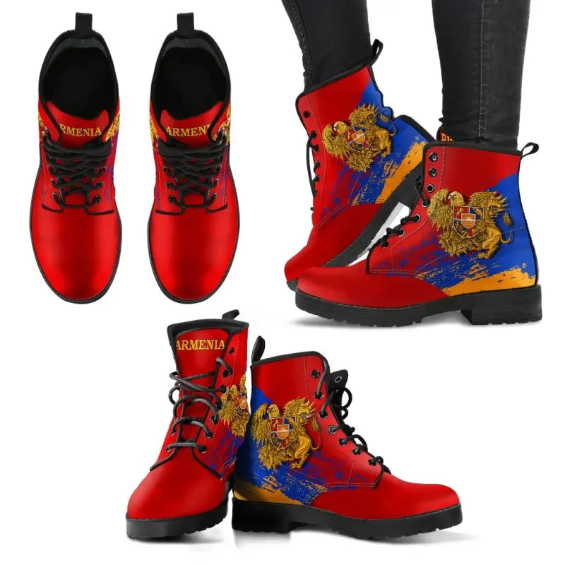 Armenia Special Coat of Arms Leather Boots RLT8