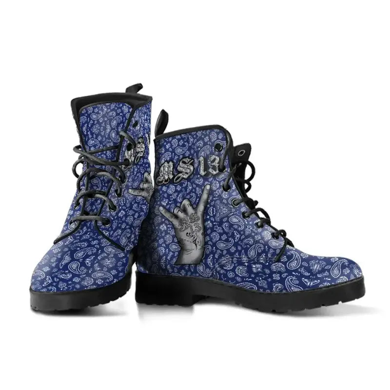 Leather Boots Blue Bandana RLT8