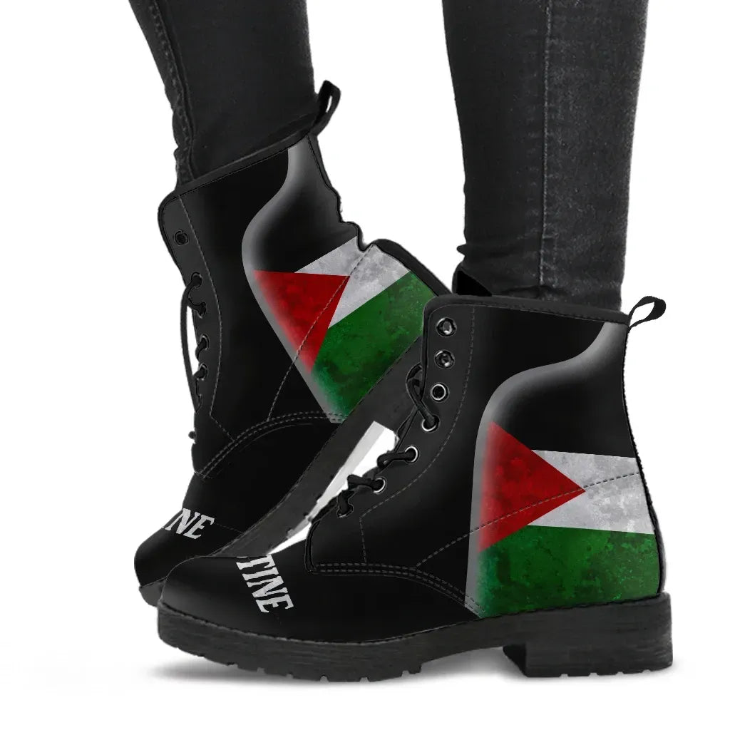 Palestine Flag Leather Boots Coat Of Arms RLT13