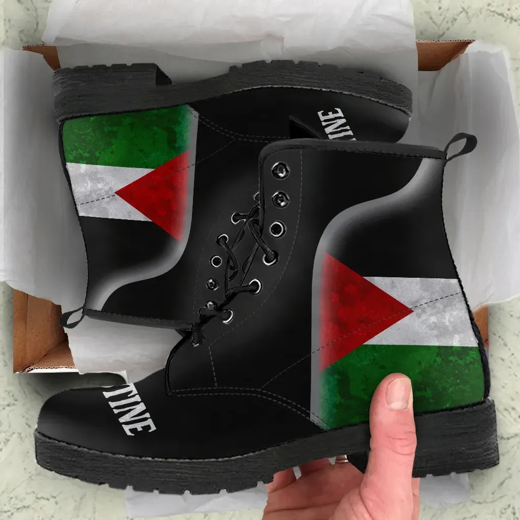 Palestine Flag Leather Boots Coat Of Arms RLT13