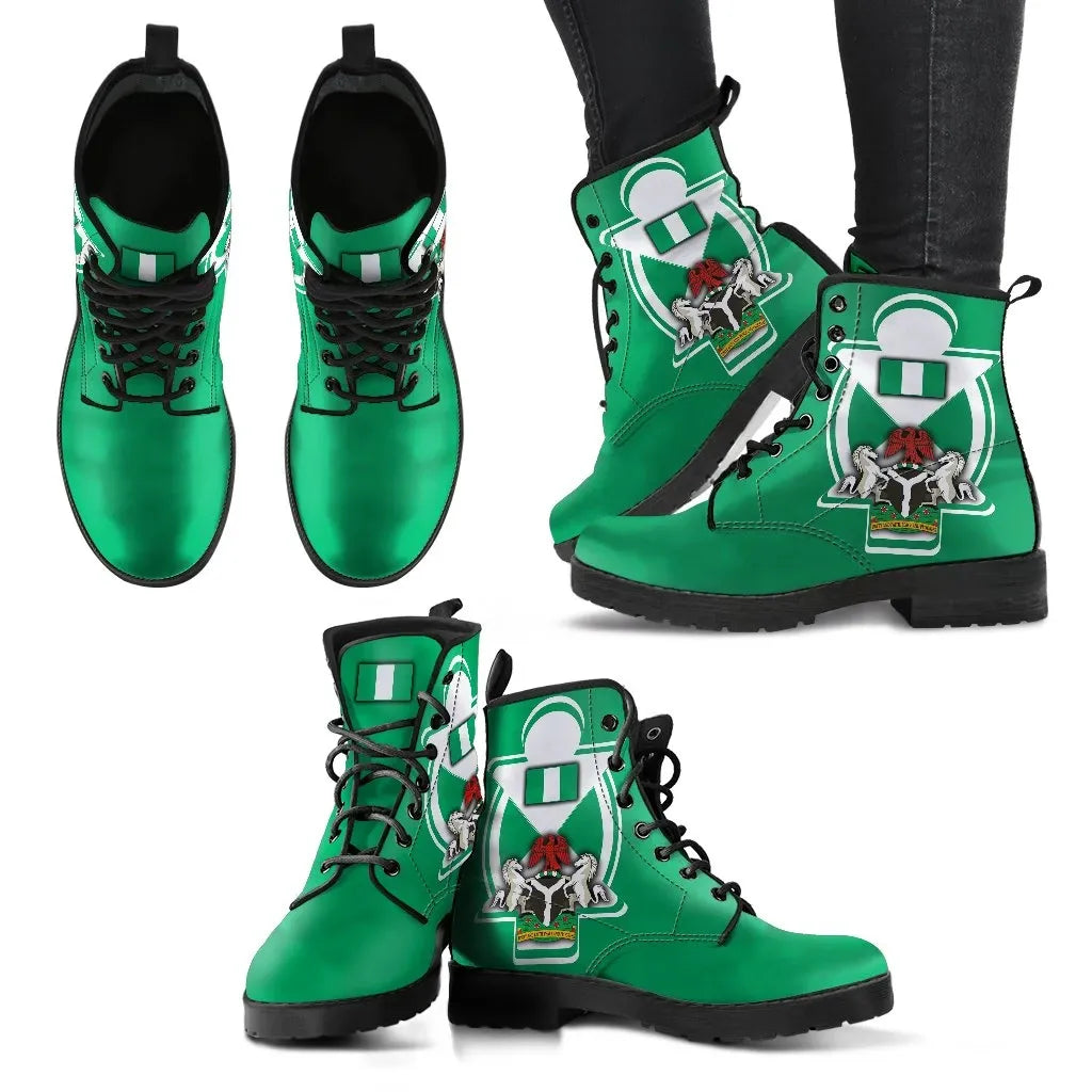 Nigeria Leather Boots Nigerian Flag and Coat Of Arms Boa Me Na Me Mmoa Wo RLT8