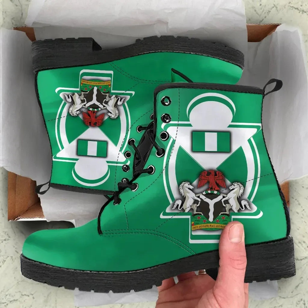 Nigeria Leather Boots Nigerian Flag and Coat Of Arms Boa Me Na Me Mmoa Wo RLT8