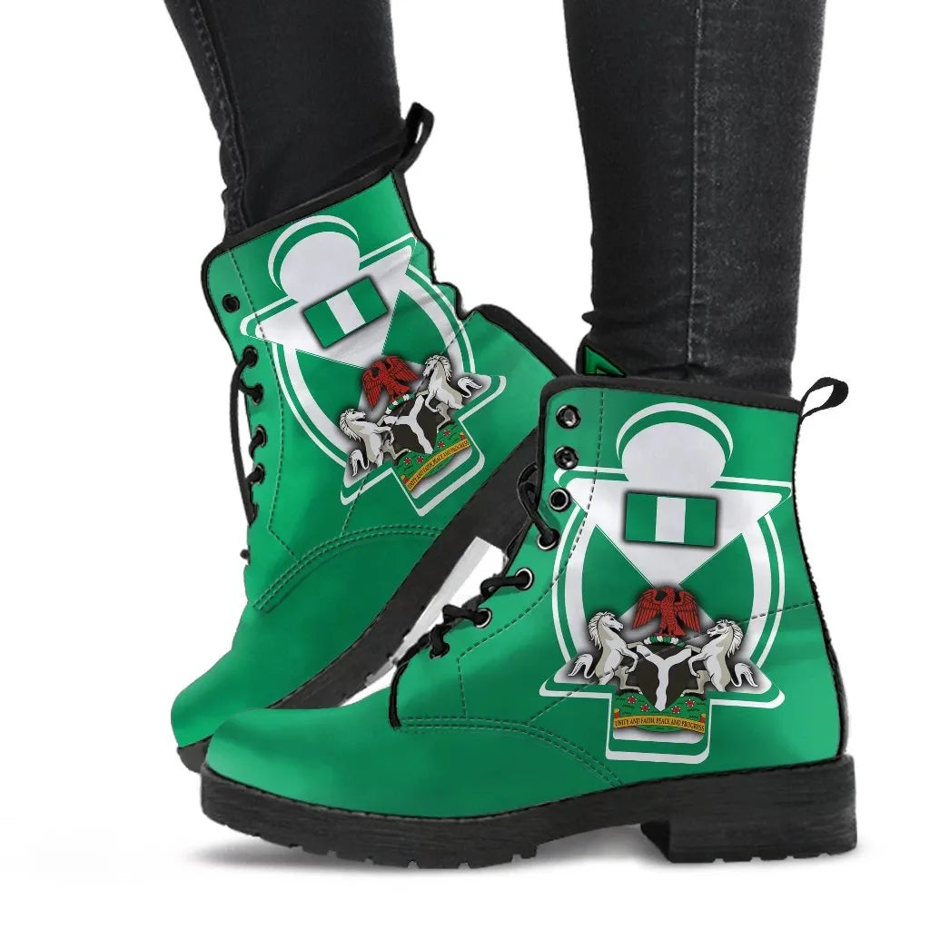 Nigeria Leather Boots Nigerian Flag and Coat Of Arms Boa Me Na Me Mmoa Wo RLT8
