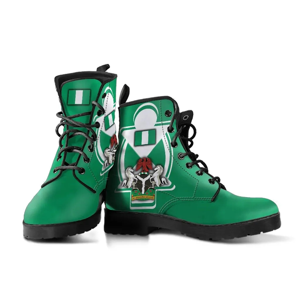 Nigeria Leather Boots Nigerian Flag and Coat Of Arms Boa Me Na Me Mmoa Wo RLT8