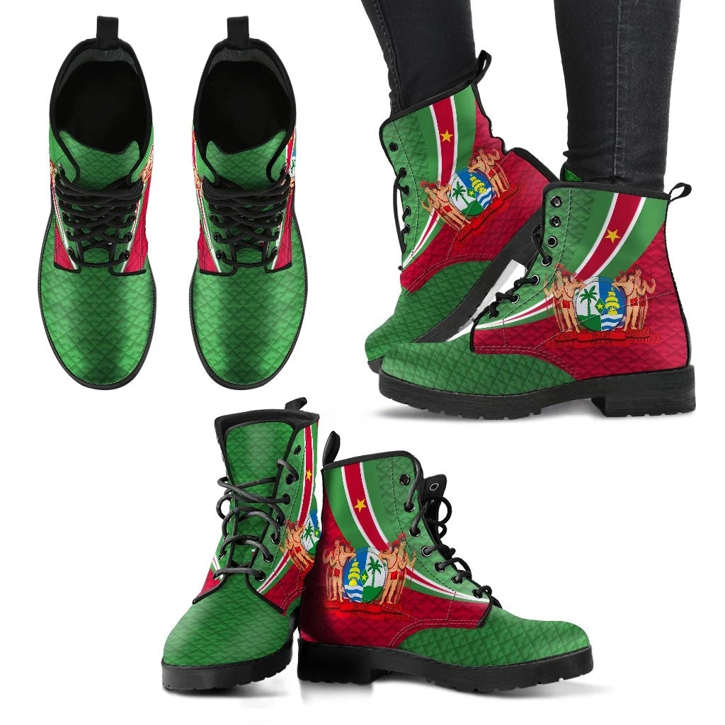Suriname Leather Boots Suriname Coat Of Arms and Flag Color RLT7