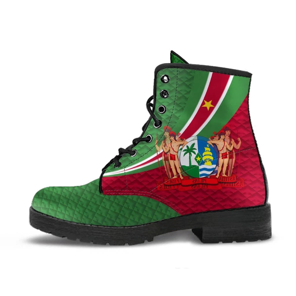 Suriname Leather Boots Suriname Coat Of Arms and Flag Color RLT7