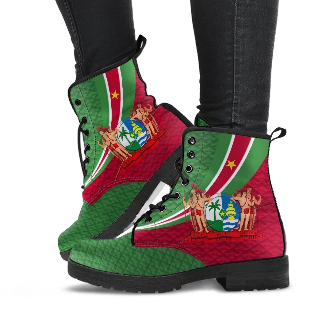 Suriname Leather Boots Suriname Coat Of Arms and Flag Color RLT7