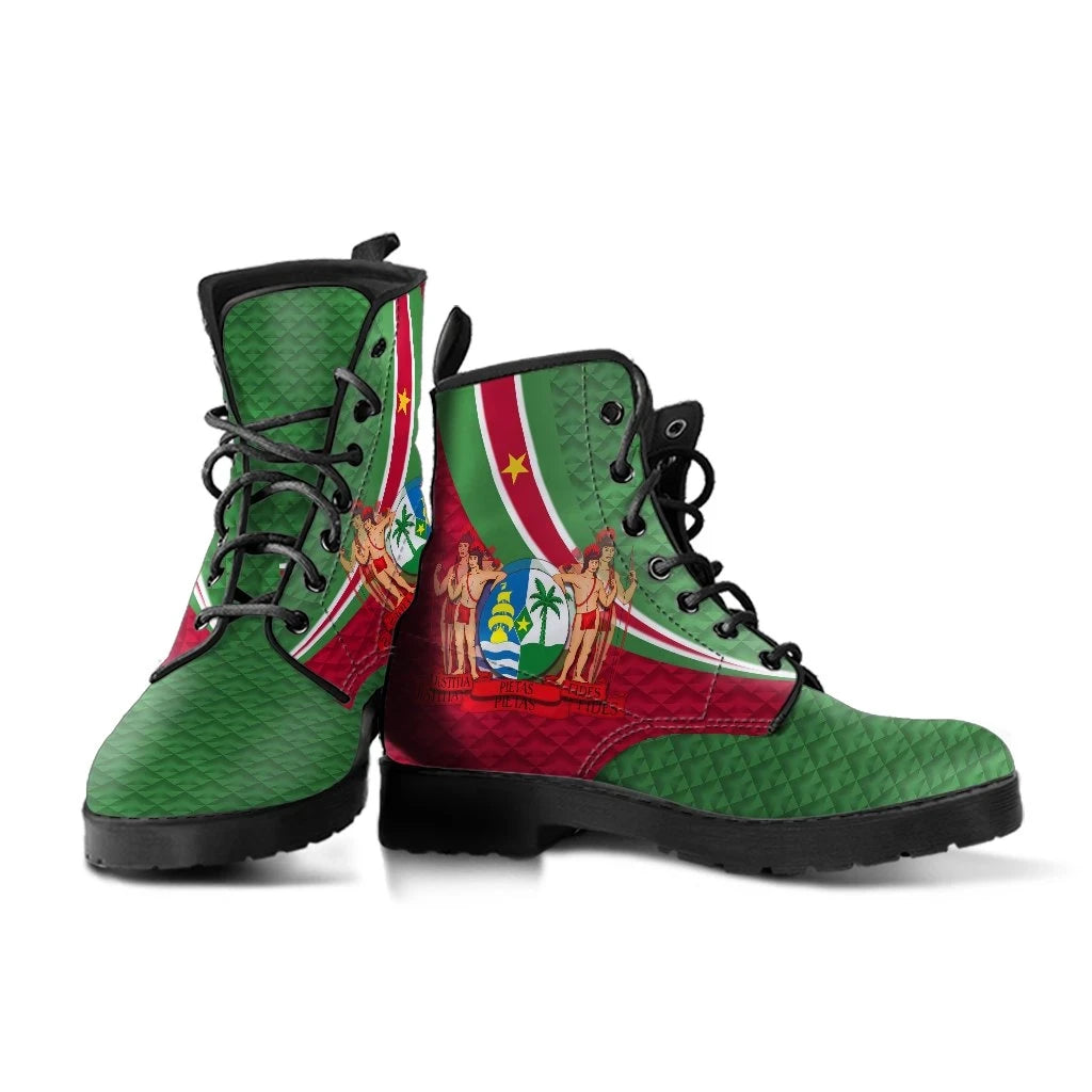 Suriname Leather Boots Suriname Coat Of Arms and Flag Color RLT7
