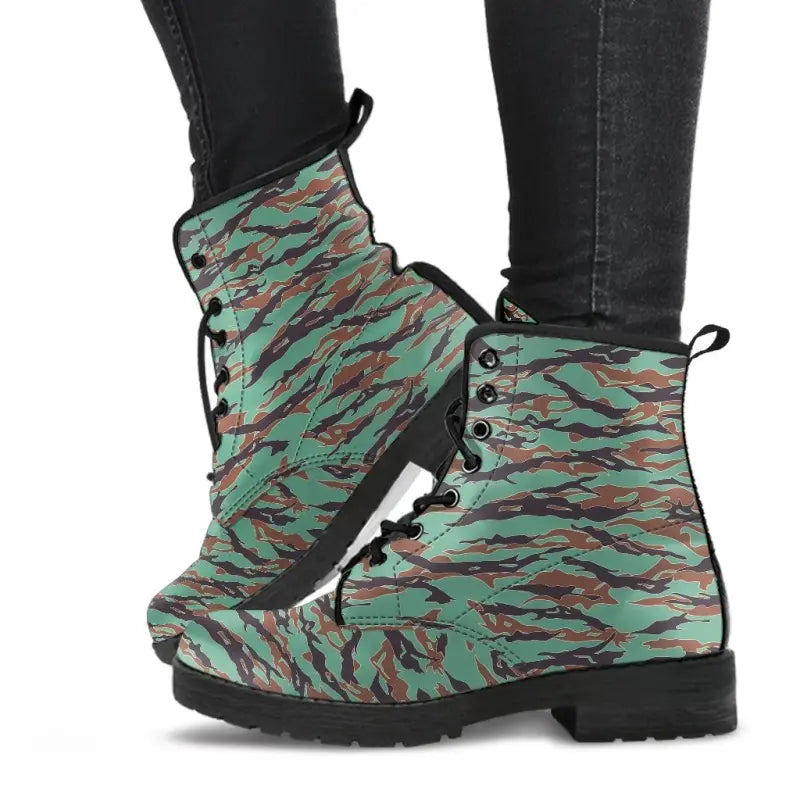 Army Guyana Tiger Stripe Camouflage Seamless Leather Boots RLT8