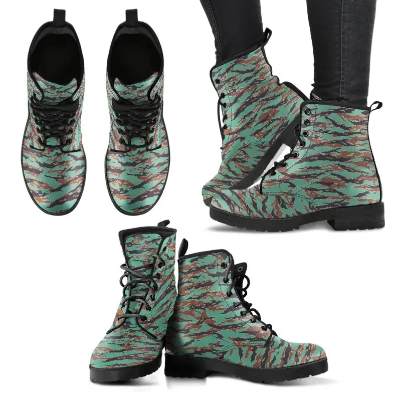 Army Guyana Tiger Stripe Camouflage Seamless Leather Boots RLT8