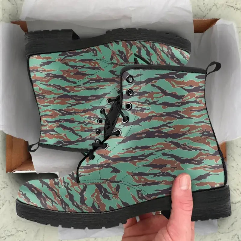 Army Guyana Tiger Stripe Camouflage Seamless Leather Boots RLT8