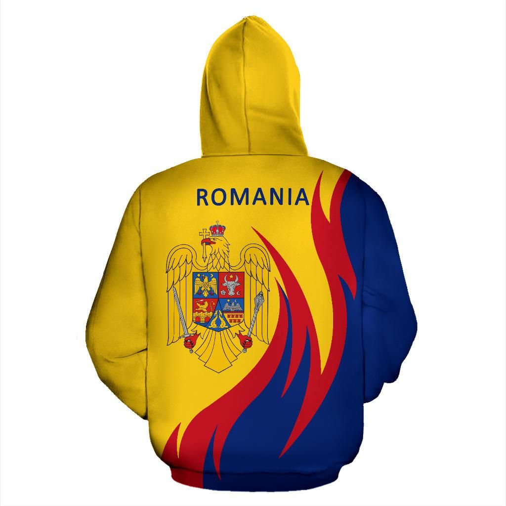 Romania Hoodie Coat Of Arms Fire Style RLT13