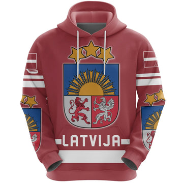 Latvia Hockey Hoodie RLT6